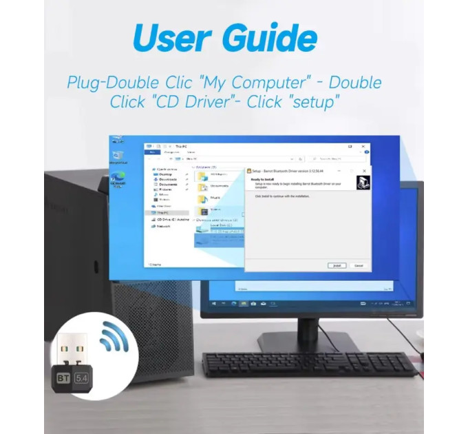 Bluetooth адаптер Dongle USB Bluetooth 5.4 Plug and play