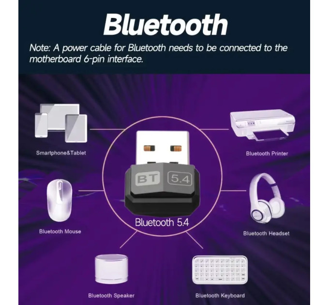 Bluetooth адаптер Dongle USB Bluetooth 5.4 Plug and play