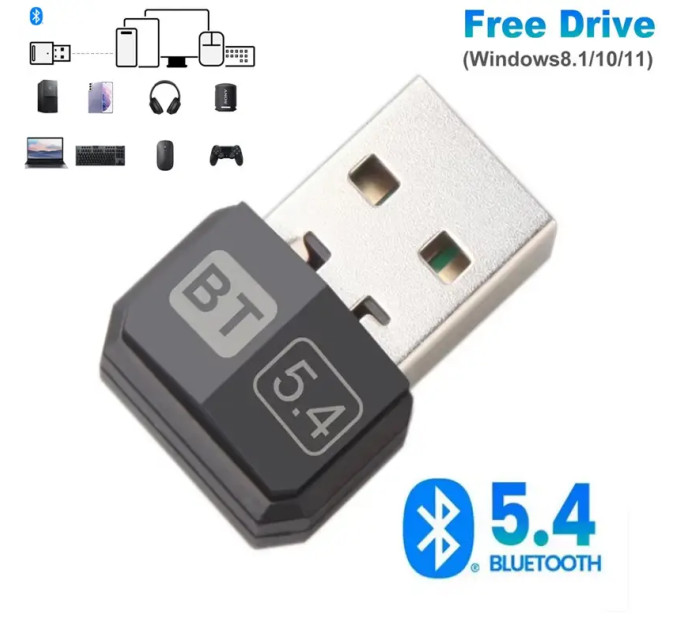 Bluetooth адаптер Dongle USB Bluetooth 5.4 Plug and play Bluetooth адаптер Dongle USB Bluetooth 5.4 Plug and play