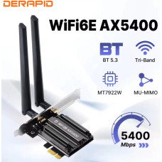 WIFI6 + Bluetooth 5.3 контролер AX5400 2.4G/5G/6Ghz PCIe адаптер Derapid MT7922 тридіапазонний WIFI6 + Bluetooth 5.3 контролер AX5400 2.4G/5G/6Ghz PCIe адаптер Derapid MT7922 тридіапазонний