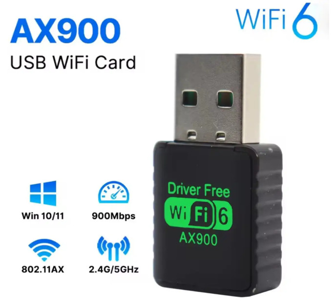 WIFI адаптер AX900 WIFI6 дводіапазонний USB Plug and play