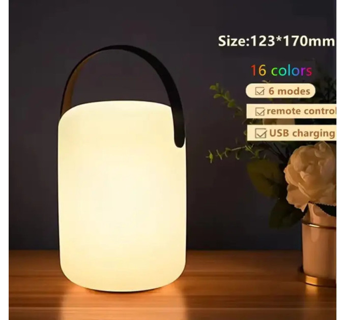 Портативна Лампа Нічник Ліхтар RGB Dynamic Tower Solar Type-C Біла з пультом Д.У.