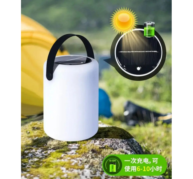 Портативна Лампа Нічник Ліхтар RGB Dynamic Tower Solar Type-C Біла з пультом Д.У.