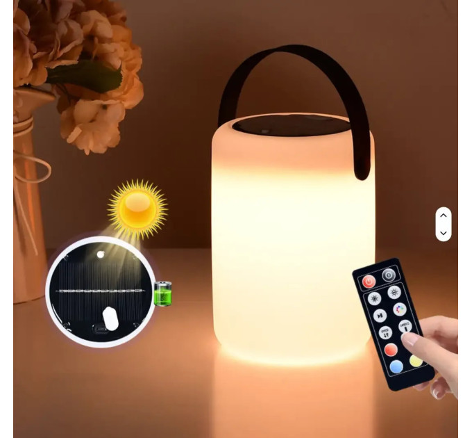 Портативна Лампа Нічник Ліхтар RGB Dynamic Tower Solar Type-C Біла з пультом Д.У. Портативна Лампа Нічник Ліхтар RGB Dynamic Tower Solar Type-C Біла з пультом Д.У.