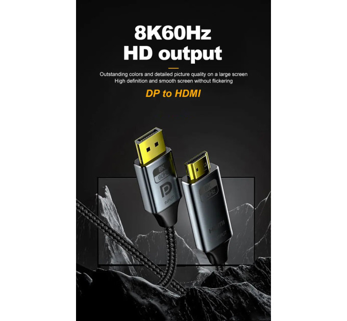 Кабель DisplayPort - HDMI 8K 60Hz 2м SmartG v2.1