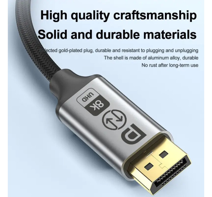 Двонаправлений Кабель  Type-C - DisplayPort 8K 60 Hz UHD 2м DP1.4 SmartG Bidir