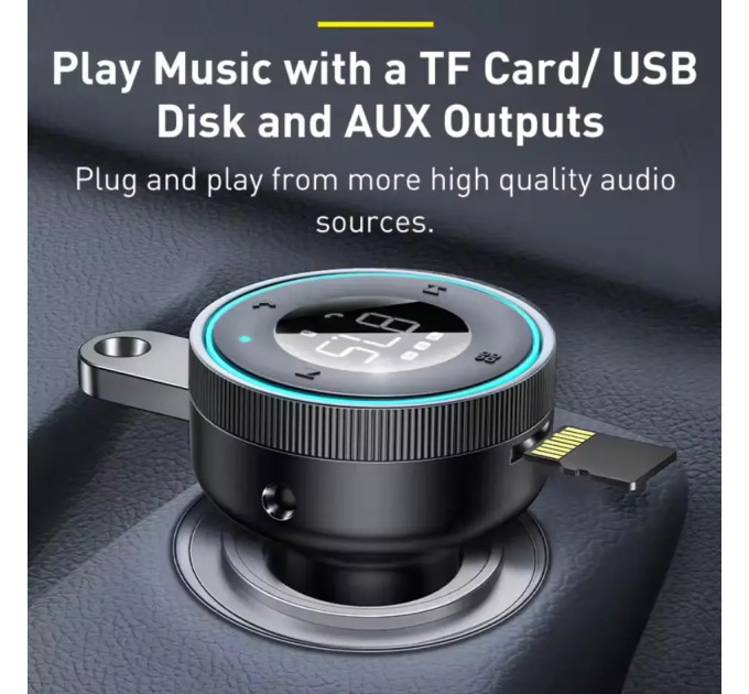 FM-трансмітер Baseus Enjoy Car Wireless MP3 Charger Black (CCLH-01) + зарядний пристрій