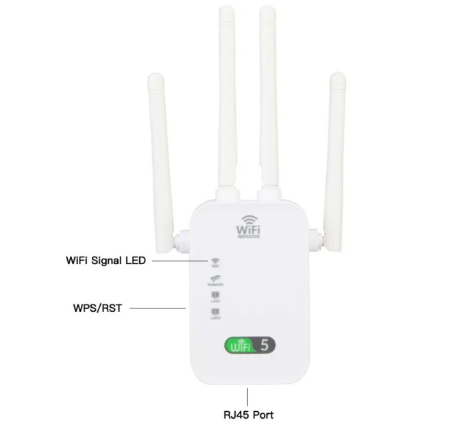 Ретранслятор Wi-Fi 5Ghz/2.4Ghz AC1200Mbps двухдиапазанонный 802.11ac