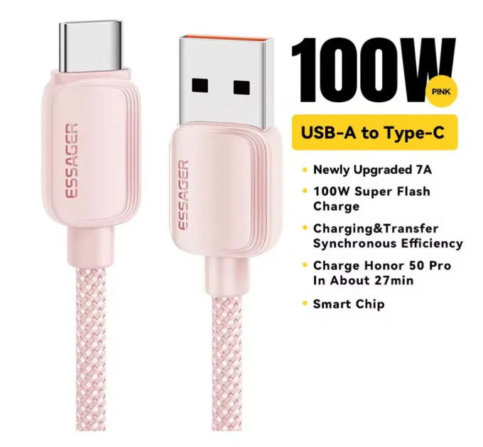Кабель  USB - Type-c 100W Essager PD QC4.0 FCP AFC - 1m