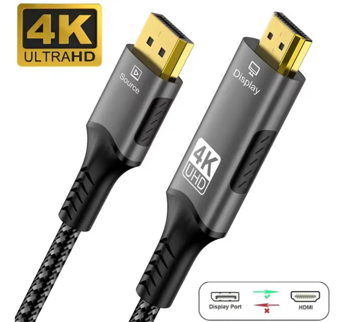 Кабель Display Port - HDMI 4K 60Hz 2м SmartGo Кабель Display Port - HDMI 4K 60Hz 2м SmartGo