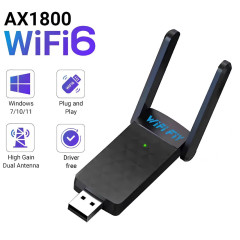 Wi-Fi адаптер AX1800 WiFi6 USB 3.0, дводіапазонний 2.4/5 ГГц WiFi 6 Wi-Fi адаптер AX1800 WiFi6 USB 3.0, дводіапазонний 2.4/5 ГГц WiFi 6