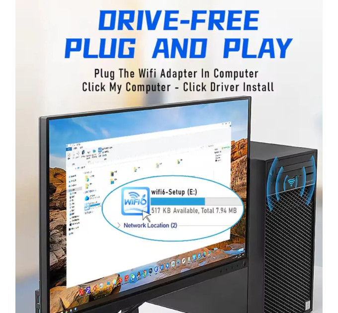 Wi-Fi адаптер AX1800 WiFi6 USB 3.0, дводіапазонний 2.4/5 ГГц WiFi 6