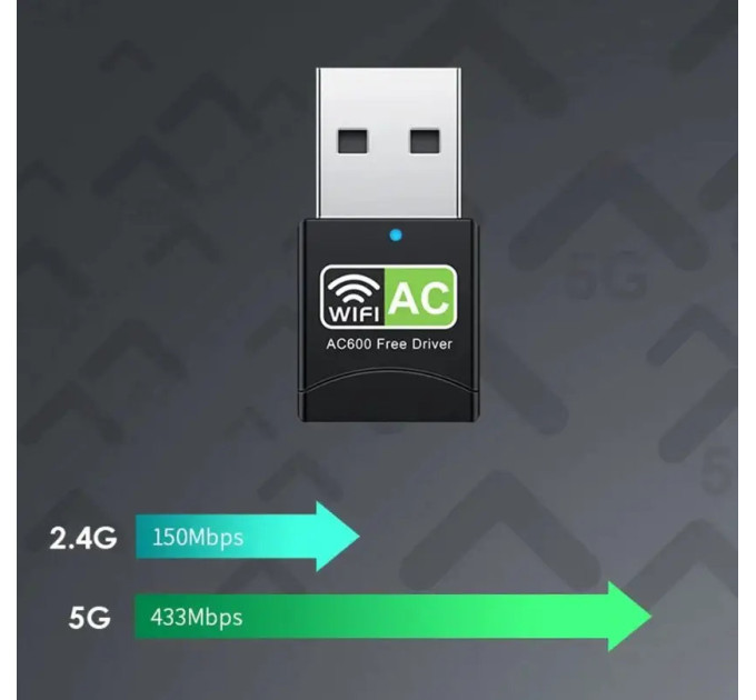 WIFI адаптер AC600 WIFI5 дводіапазонний USB Plug and play