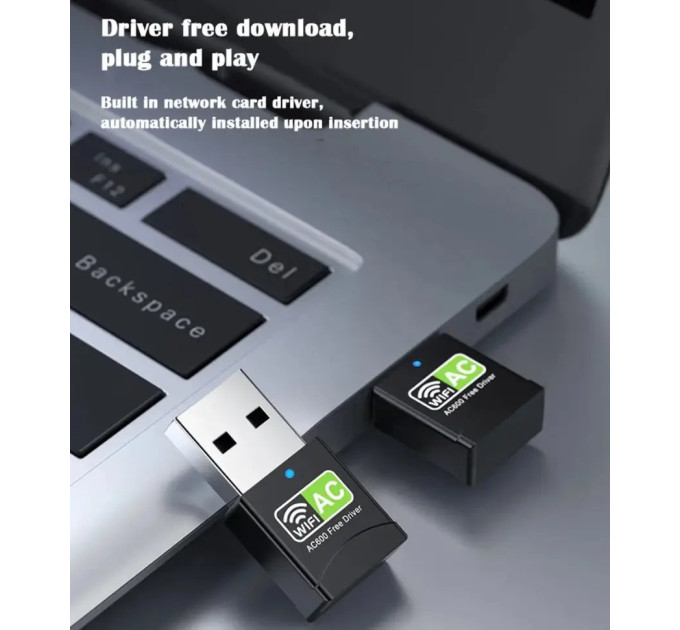 WIFI адаптер AC600 WIFI5 дводіапазонний USB Plug and play