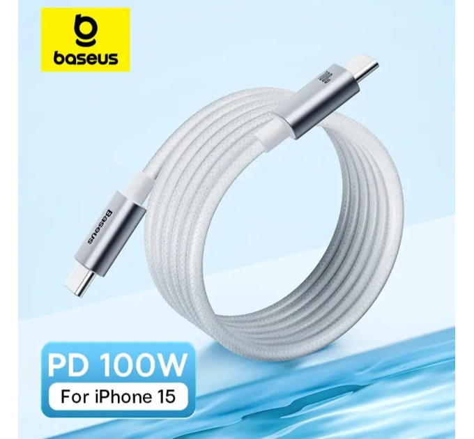 Кабель  Type-c - Type-c 100W Baseus PD3.0 QC4.0 FCP AFC PPS 1m Білий