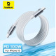 Кабель  Type-c - Type-c 100W Baseus PD3.0 QC4.0 FCP AFC PPS 1m Білий