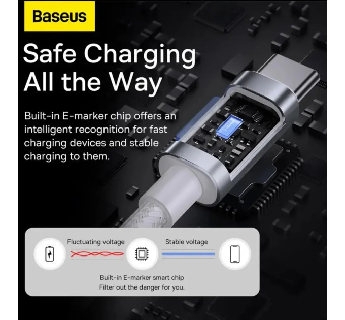 Кабель  Type-c - Type-c 100W Baseus PD3.0 QC4.0 FCP AFC PPS 1m Білий
