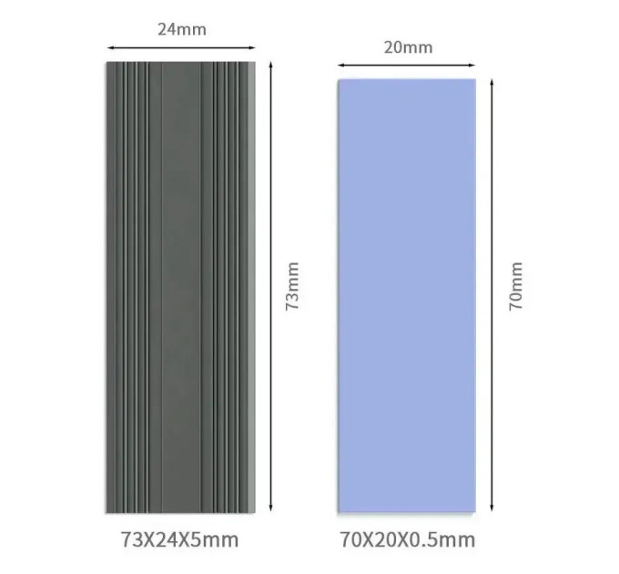 Радіатор охолодження SSD M.2  2280 + термопрокладки Teucer M.2-4 2280