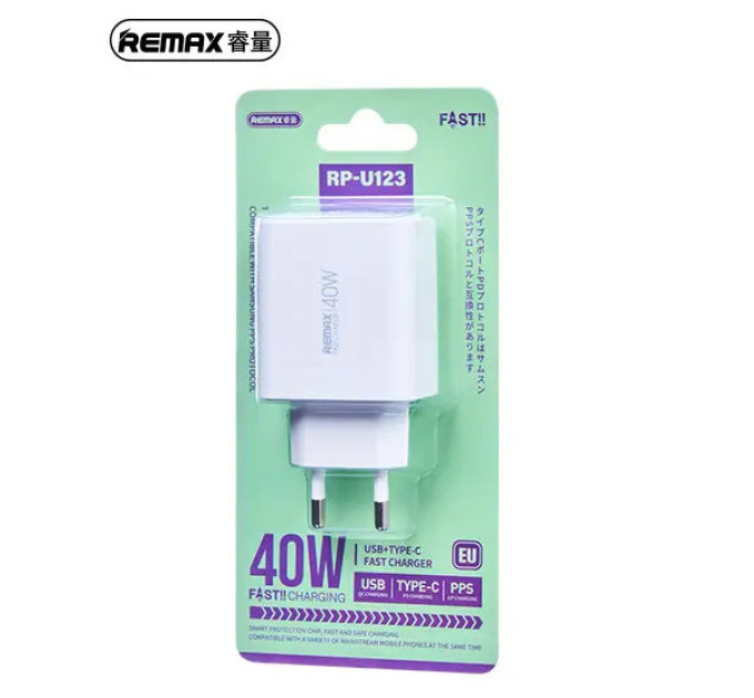 Зарядний пристрій 40W REMAX  Kiddy Series 40Вт A+2C Fast Charger RP-U123