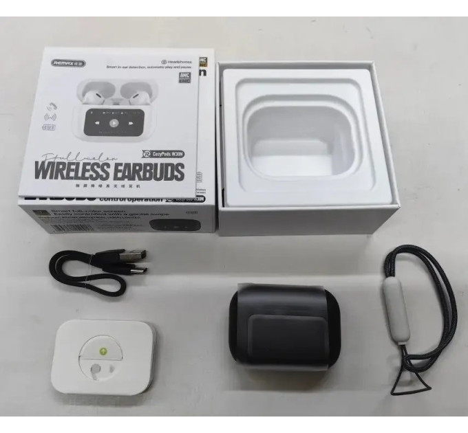 Bluetooth TWS навушники Remax W30N CozyPods з дисплеєм. Білі