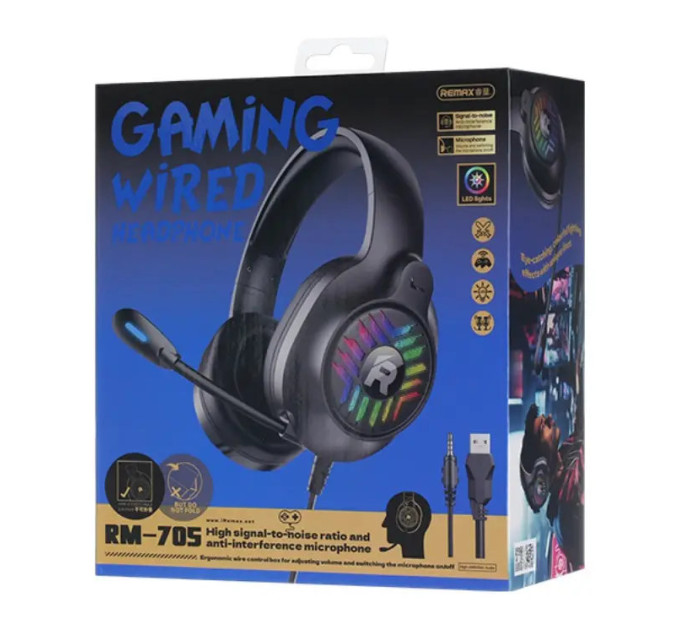 Навушники ігрові Remax RM-705 Gaming  гарнитура  з мікрофоном USB + 3.5mm mini Jack
