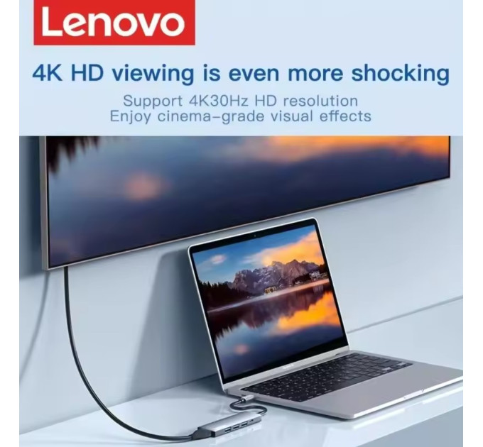 Адаптер перетворювач конвертер Type-C - HDMI 4K + USB Lenovo S705
