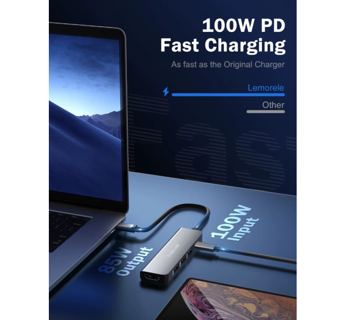 USB 3.0 хаб конвертер HDMI 4K Lemorele 5 в 1