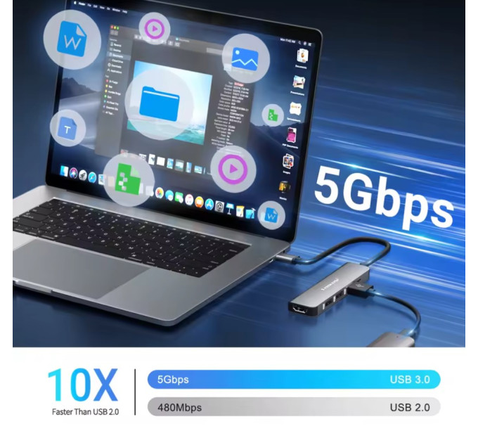 USB 3.0 хаб конвертер HDMI 4K Lemorele 5 в 1