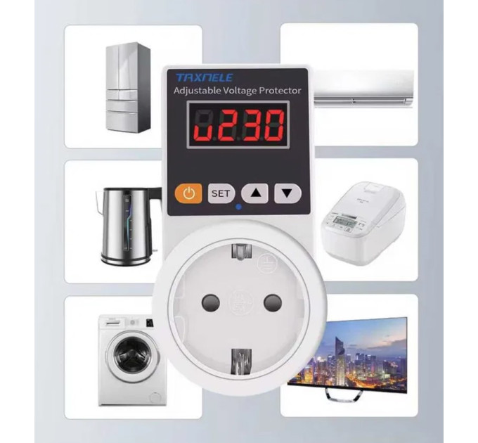 Захисне реле напруги в розетку Taxnele 3000W 140-300V 16A