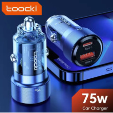 Автомобільний зарядний пристрій 75W Toocki PD+QC 1C+1A Fast Car Charger