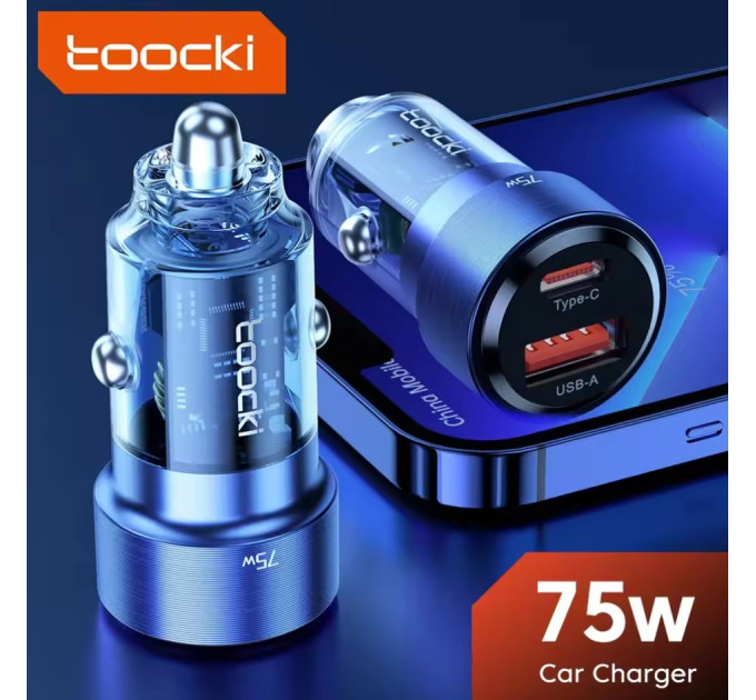 Автомобильное зарядное устройство 75W Toocki PD+QC 1C+1A Fast Car Charger Автомобильное зарядное устройство 75W Toocki PD+QC 1C+1A Fast Car Charger