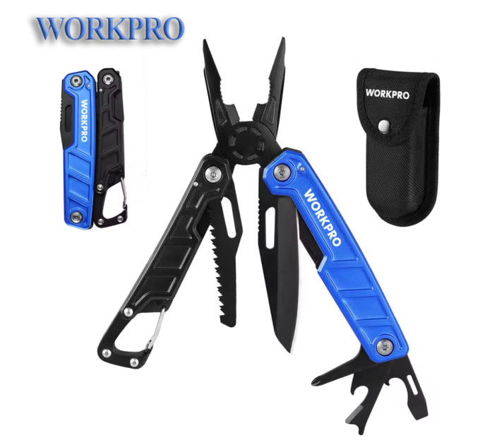 Мультитул WORKPRO W014102AS 11в1 карабин. Liner-lock защита Мультитул WORKPRO W014102AS 11в1 карабин. Liner-lock защита