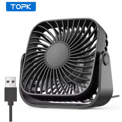 USB вентилятор портативний TOPK K52 чорний, 3 швидкості.