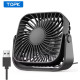 USB вентилятор портативний TOPK K52 чорний, 3 швидкості.