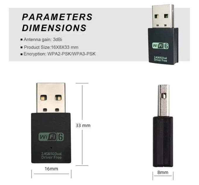 WIFI6 адаптер AX900 + Bluetooth 5.3 Plug and play