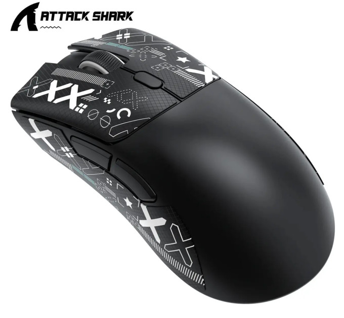 Миша бездротова ігрова ATTACK SHARK R1 чорна. Радіо 2.4Ghz + Bluetooth 5.2 Миша бездротова ігрова ATTACK SHARK R1 чорна. Радіо 2.4Ghz + Bluetooth 5.2