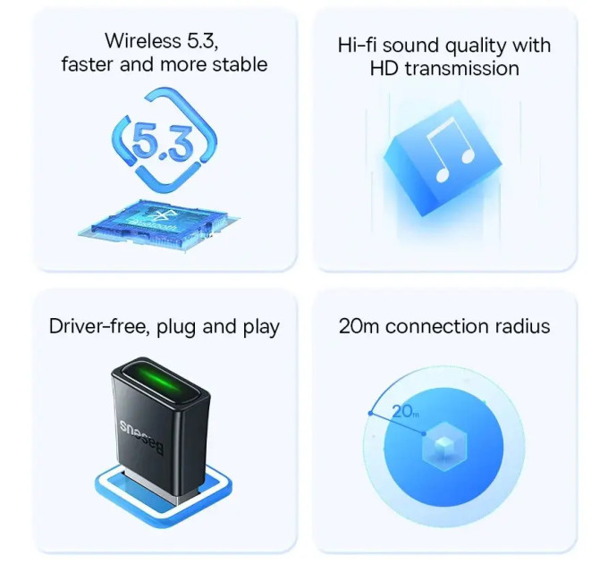 Bluetooth адаптер Dongle USB Bluetooth 5.3 Baseus BA07