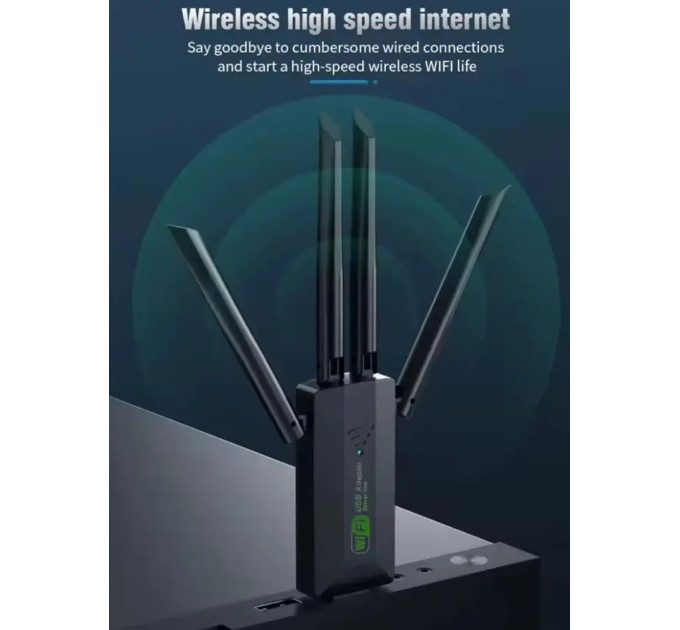 Wi-Fi адаптер AC1200 WiFi5 USB 3.0 5Ггц+2.4Ггц 4 антени