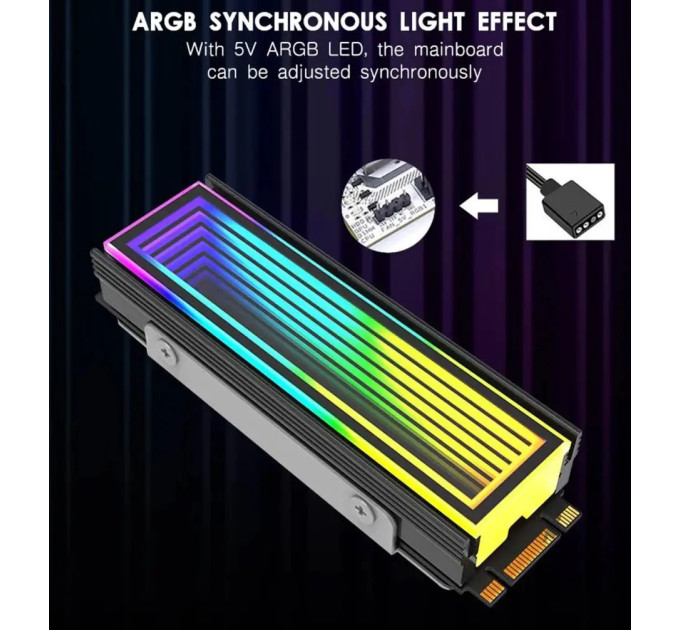 Радіатор охолодження RGB SSD M.2 2280 + термопрокладки Coolcirc ARGB Sync