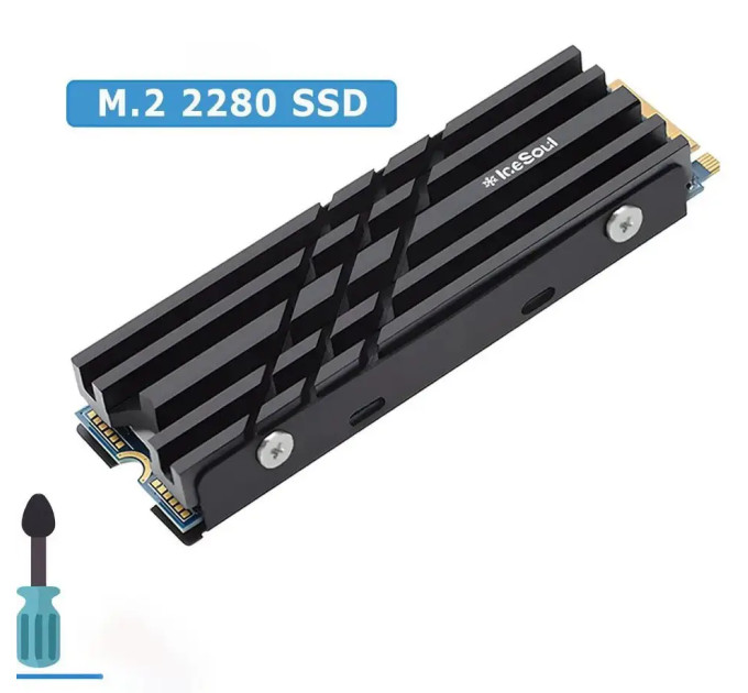 Радіатор охолодження SSD M.2  280 + термопрокладки IceSoul ZM. Підтримка PS5