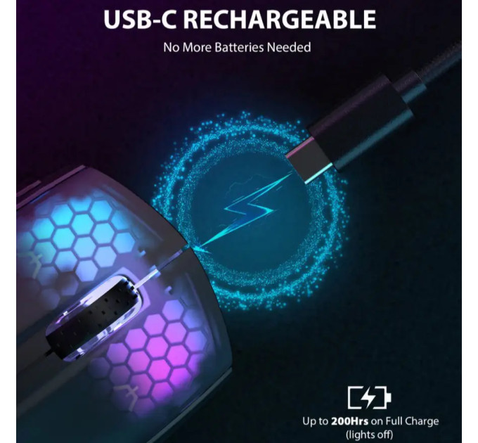 Миша бездротова ігрова ATTACK SHARK X5 чорна. 3 підключення. Радіо 2.4Ghz + Bluetooth 5.0 + type-c