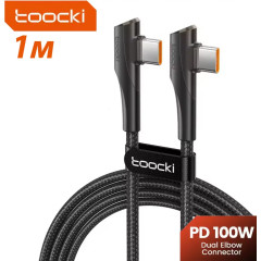 Кабель Type-c - Type-c 100W Toocki PD QC4.0 FCP AFC - 1m КУТОВИЙ Кабель Type-c - Type-c 100W Toocki PD QC4.0 FCP AFC - 1m КУТОВИЙ