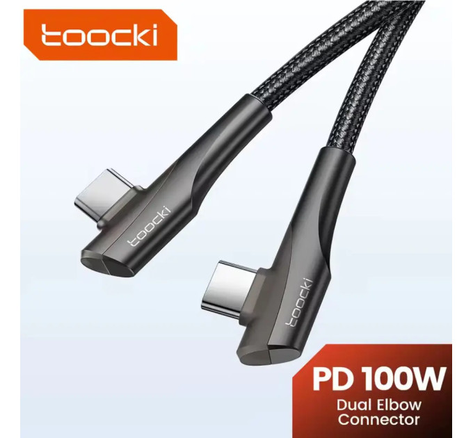 Кабель  Type-c - Type-c 100W Toocki PD QC4.0 FCP AFC - 2m КУТОВИЙ