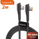 Кабель Type-c - Type-c 100W Toocki PD QC4.0 FCP AFC - 2m КУТОВИЙ Кабель Type-c - Type-c 100W Toocki PD QC4.0 FCP AFC - 2m КУТОВИЙ