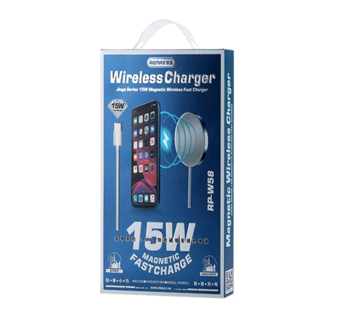Бездротовий зарядний пристрій 15W REMAX Jinga Series 15W Magnetic Wireless Fast Charger  RP-W58
