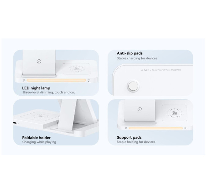 Бездротовий зарядний пристрій 22W REMAX Minxl Series 3-in-1 Foldable Wireless Charger RP-W60 Білий