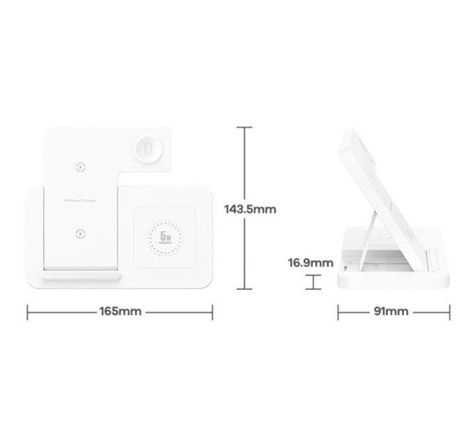 Бездротовий зарядний пристрій 22W REMAX Minxl Series 3-in-1 Foldable Wireless Charger RP-W60 Білий