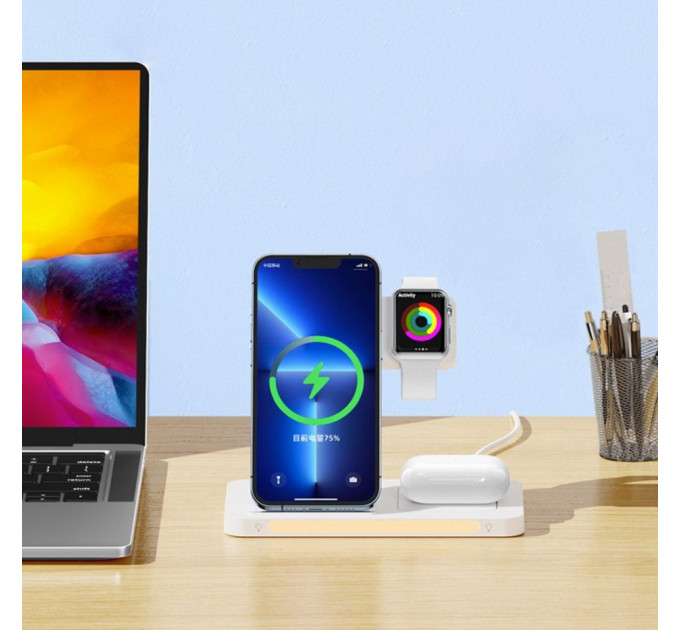 Бездротовий зарядний пристрій 22W REMAX Minxl Series 3-in-1 Foldable Wireless Charger RP-W60 Білий