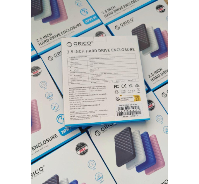 Зовнішня кишеня USB 3.0 SATA HDD/SSD 2,5““ Orico 25PW1-U3. Чорний