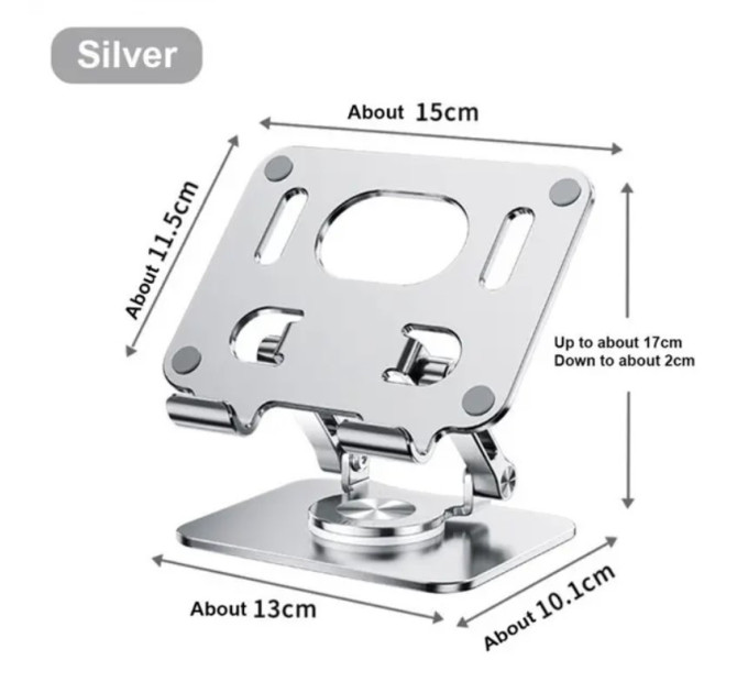 Металева складна підставка для планшета, смартфона 360°  Silver